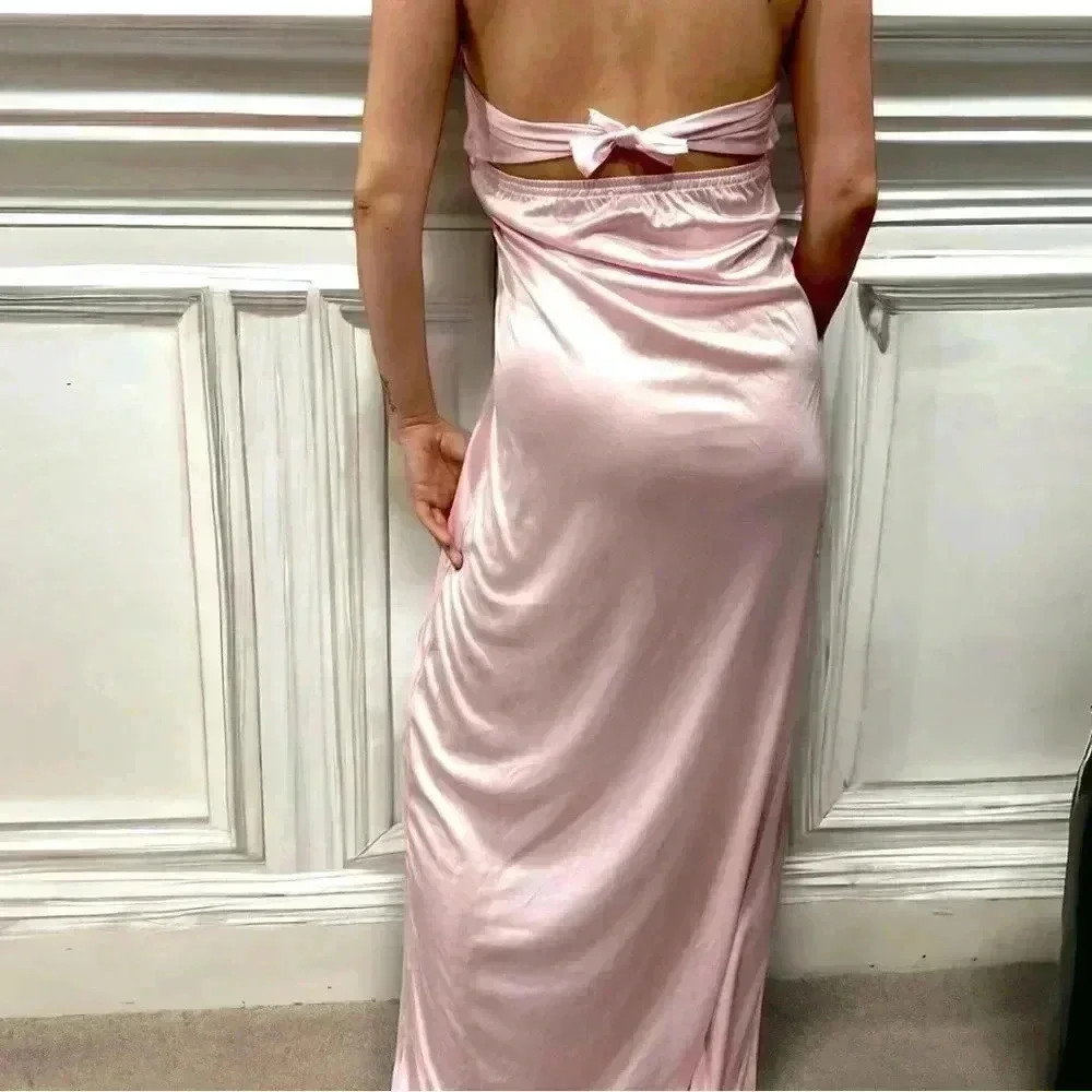 Vintage  old Hollywood glamour cottagecore fairy satin maxi slip/sleep dress M - Picture 2 of 7